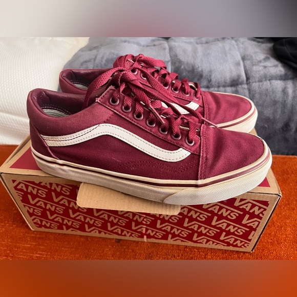 Vans old skool burgundy and white 8w/6.5m - Picture 1 of 6